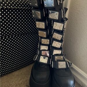 Demonia Black and Silver Platform Boots